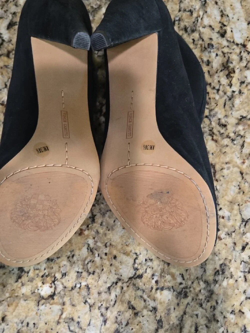 Vince Camuto Black Suede Peep-Toe Ankle Booties
